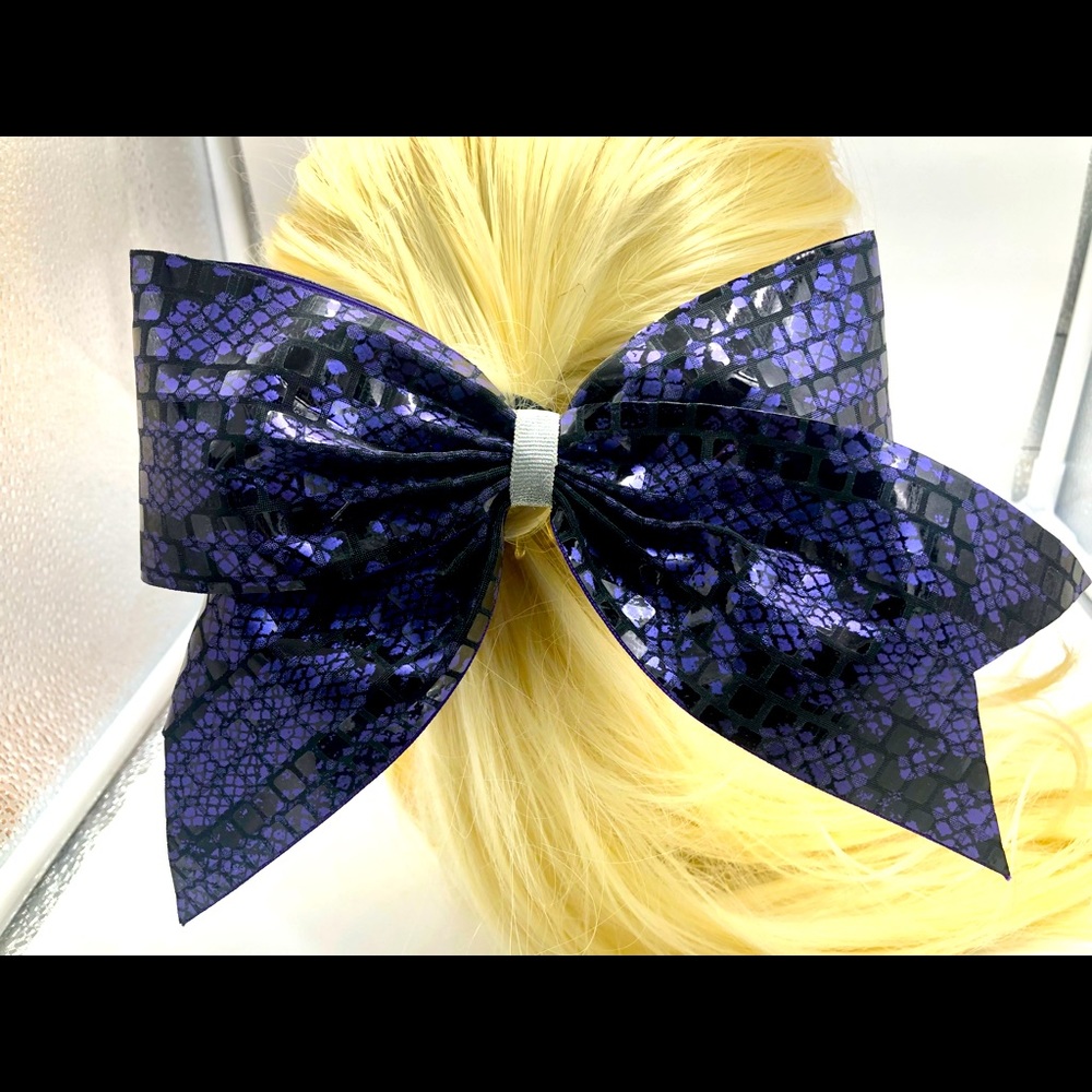 Purple Black Snake Skin Shimmer Ribbon 3" Ribbon Cheerleading Bow